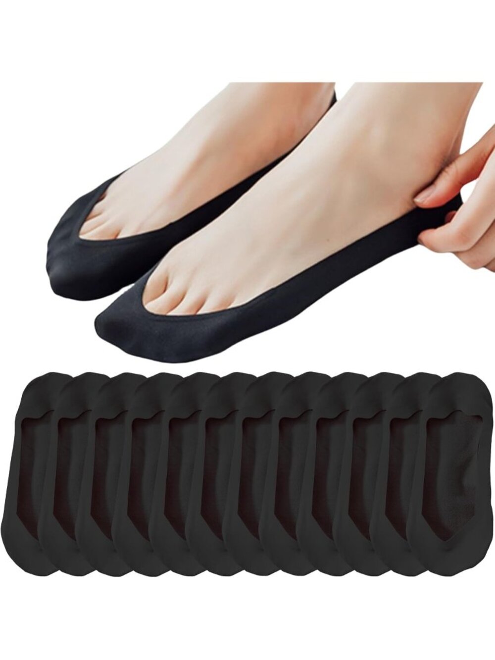 š§¦Women's All Black Low Socks Made of Ice Silk Surface on Cotton on the Bottom
